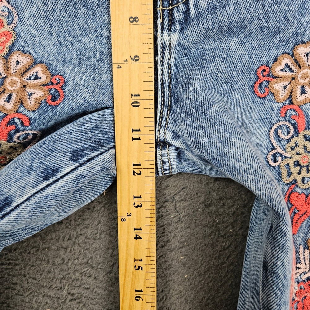 OH Jeans Womens XL Acid Wash Floral Embroidered Wide Leg Jeans - Picture 5 of 11